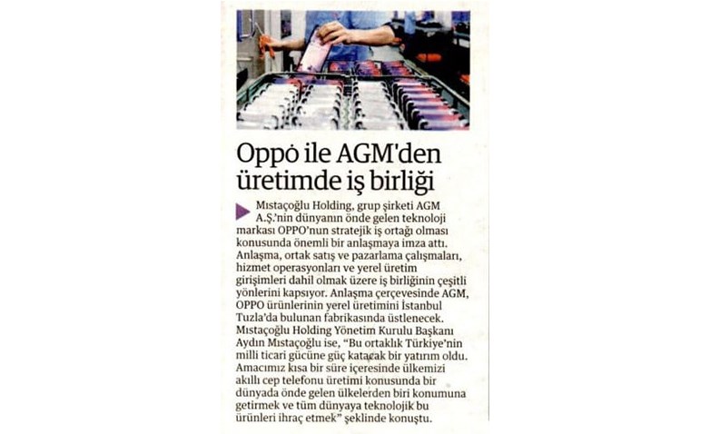 Oppo İle Agm'den Üretimde İş Birliği