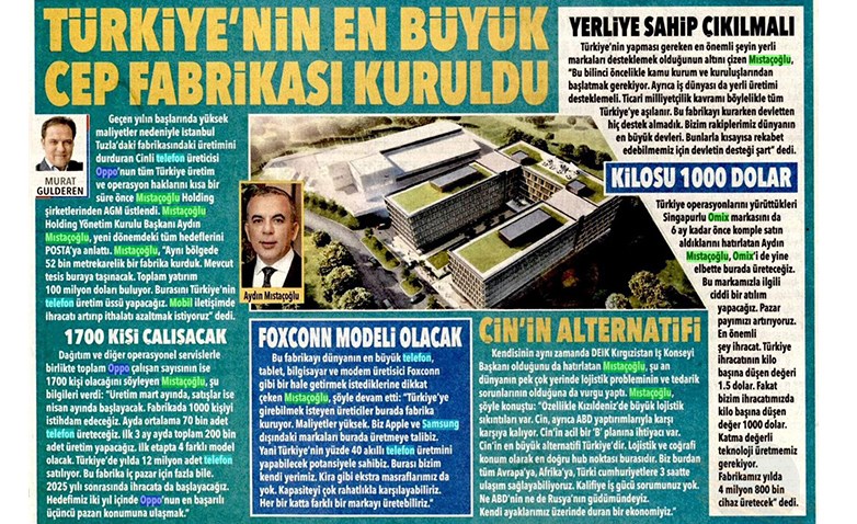 Türkiye'nin En Büyük Cep Fabrikası Kuruldu